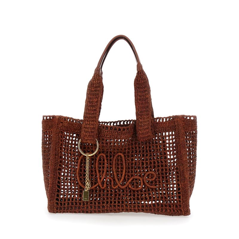 Chloe Brown Crochet Tote Bag